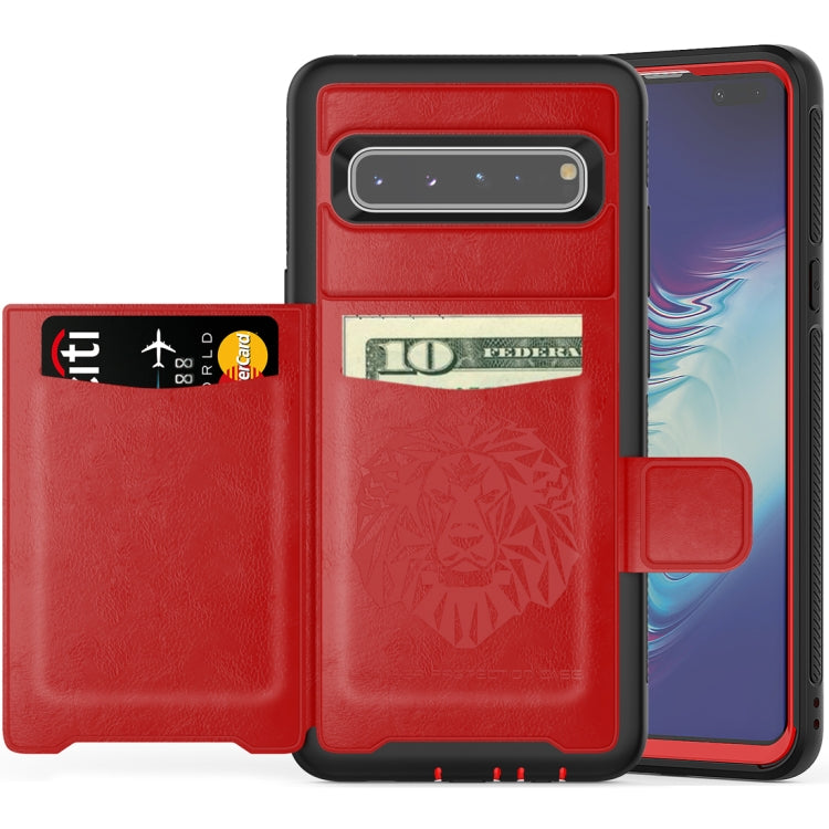 For Samsung Galaxy S10 Shockproof PC + TPU + PU Leather Protective Case with Holder & Card Slot & Wallet