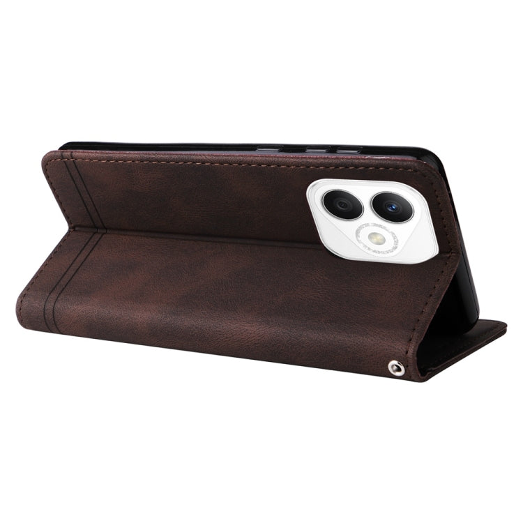 For Honor X60i Skin Feel Life Tree Metal Button Leather Phone Case
