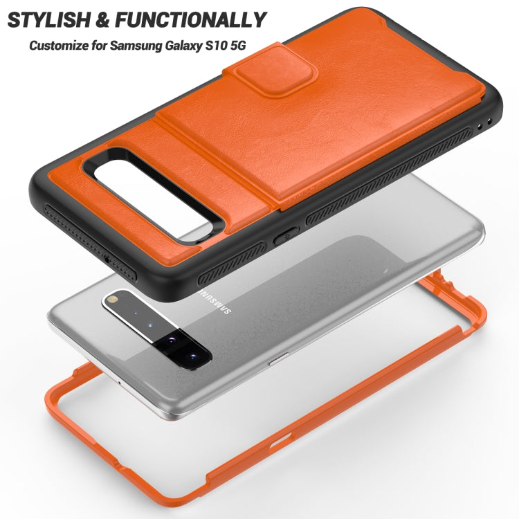 For Samsung Galaxy S10+ Shockproof PC + TPU + PU Leather Protective Case with Holder & Card Slot & Wallet