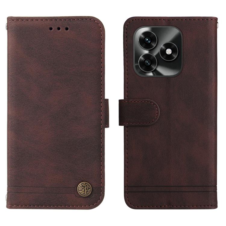 For Honor X5c Plus Skin Feel Life Tree Metal Button Leather Phone Case