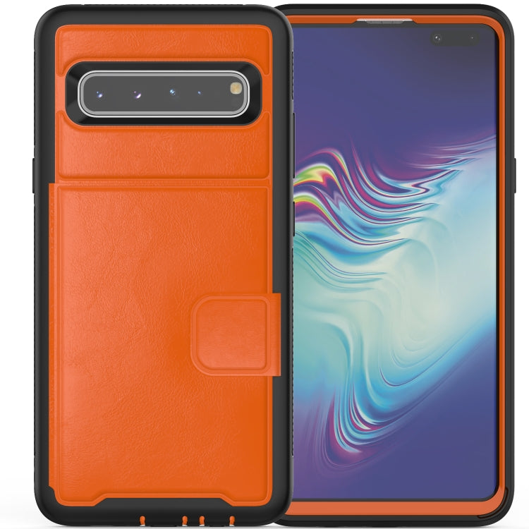 For Samsung Galaxy S10e Shockproof PC + TPU + PU Leather Protective Case with Holder & Card Slot & Wallet