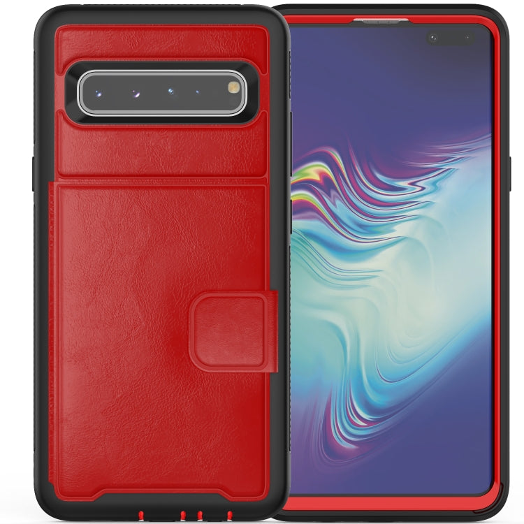 For Samsung Galaxy S10e Shockproof PC + TPU + PU Leather Protective Case with Holder & Card Slot & Wallet