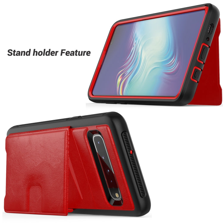 For Samsung Galaxy S10e Shockproof PC + TPU + PU Leather Protective Case with Holder & Card Slot & Wallet