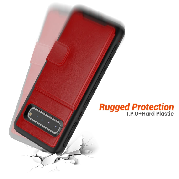 For Samsung Galaxy S10e Shockproof PC + TPU + PU Leather Protective Case with Holder & Card Slot & Wallet