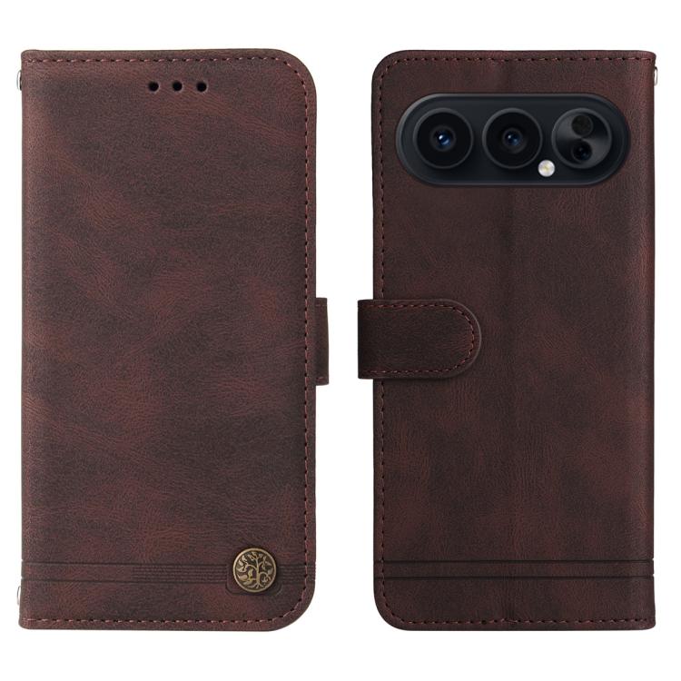 For Honor 500 / 500 Pro Global 155.8mm Skin Feel Life Tree Metal Button Leather Phone Case
