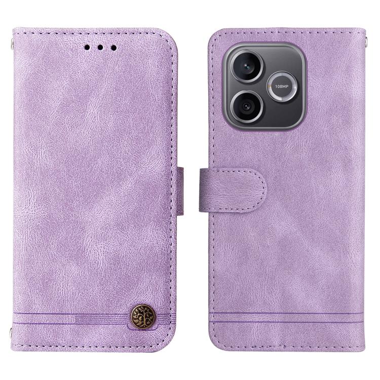 For Honor 600 Lite Global Skin Feel Life Tree Metal Button Leather Phone Case