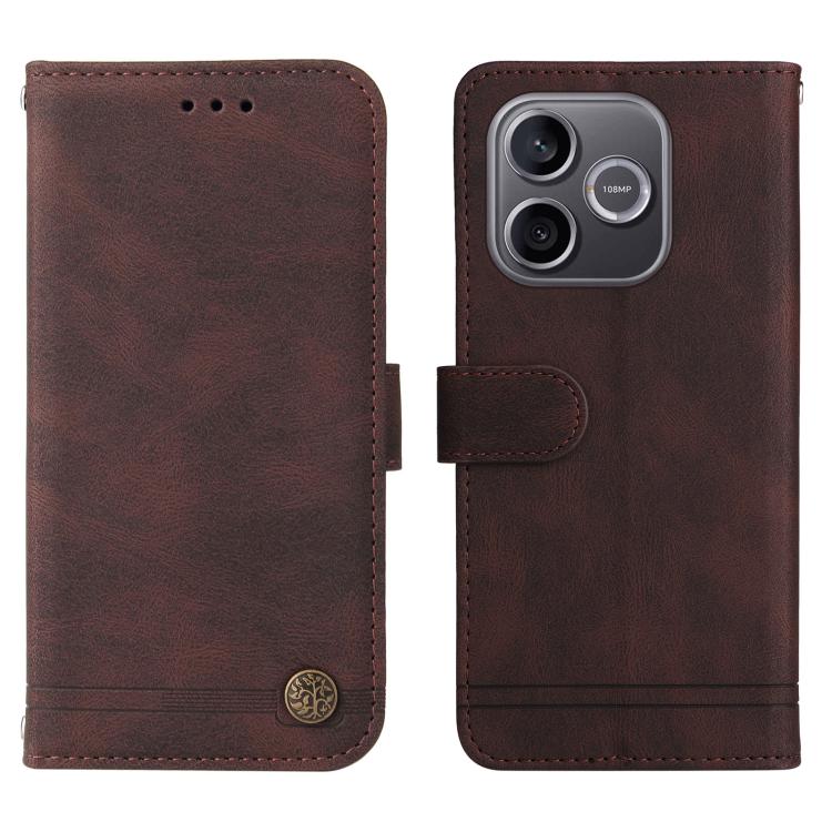 For Honor 600 Lite Global Skin Feel Life Tree Metal Button Leather Phone Case