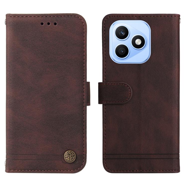 For Honor X8d 4G Skin Feel Life Tree Metal Button Leather Phone Case