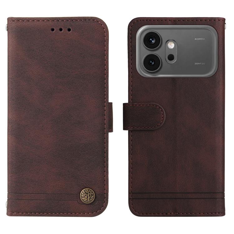 For Honor 600 Global / 600 Pro Global Skin Feel Life Tree Metal Button Leather Phone Case