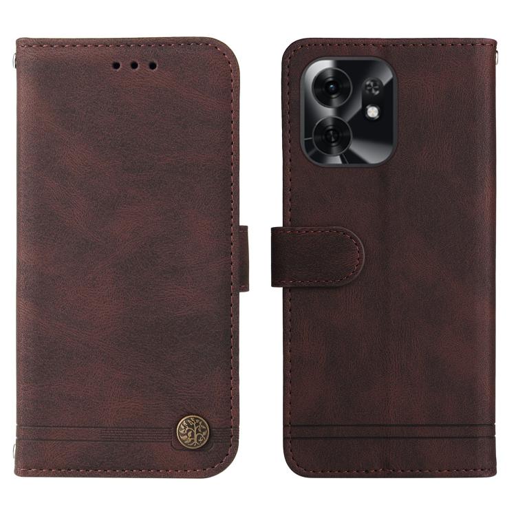 For Honor X6d 5G / Play 60A 5G Skin Feel Life Tree Metal Button Leather Phone Case