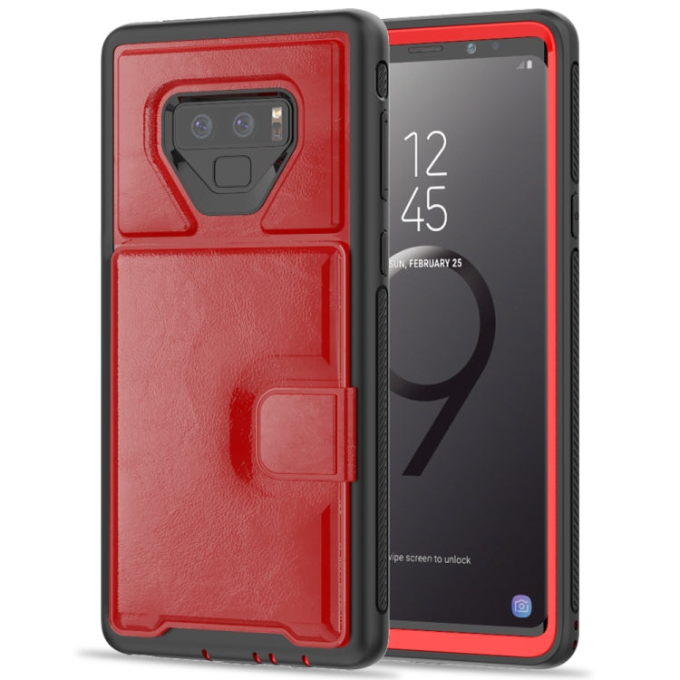 For Samsung Galaxy Note 9 Shockproof PC + TPU + PU Leather Protective Case with Holder & Card Slot & Wallet