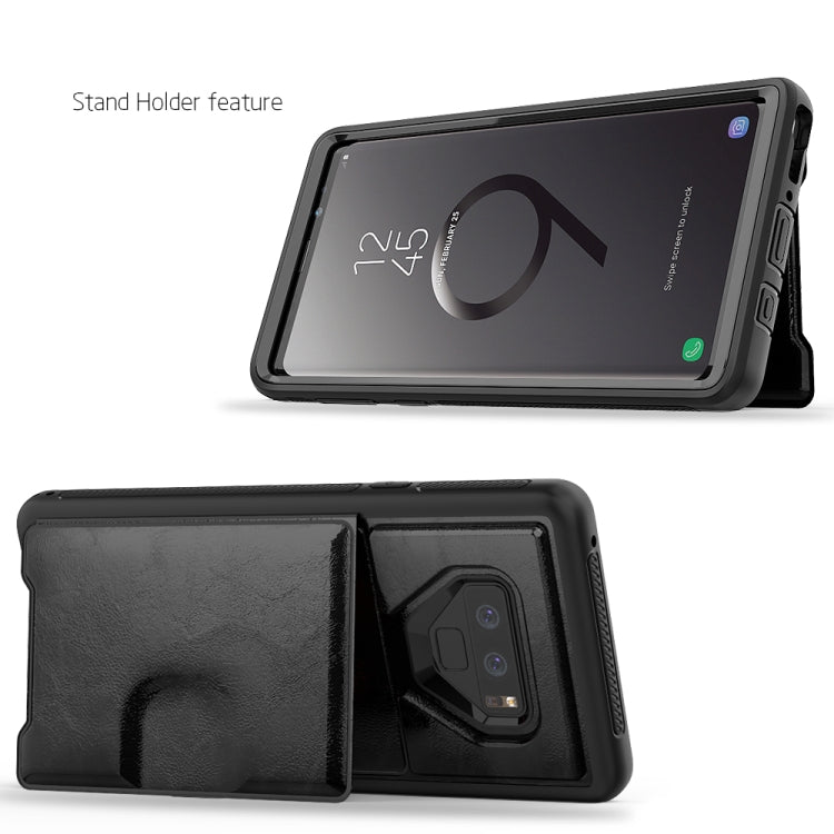 For Samsung Galaxy Note 9 Shockproof PC + TPU + PU Leather Protective Case with Holder & Card Slot & Wallet