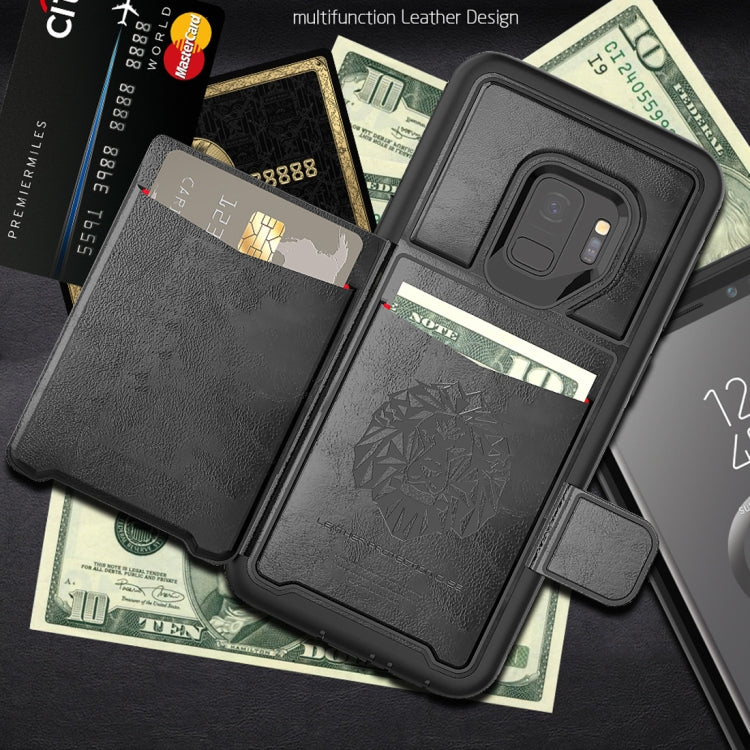 For Samsung Galaxy S9 Shockproof PC + TPU + PU Leather Protective Case with Holder & Card Slot & Wallet