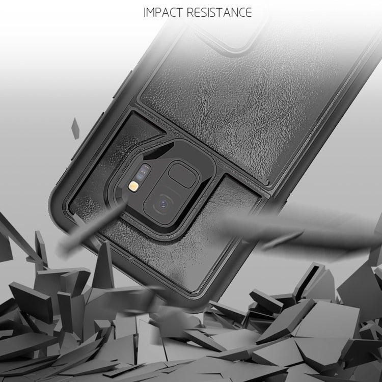 For Samsung Galaxy S9 Shockproof PC + TPU + PU Leather Protective Case with Holder & Card Slot & Wallet