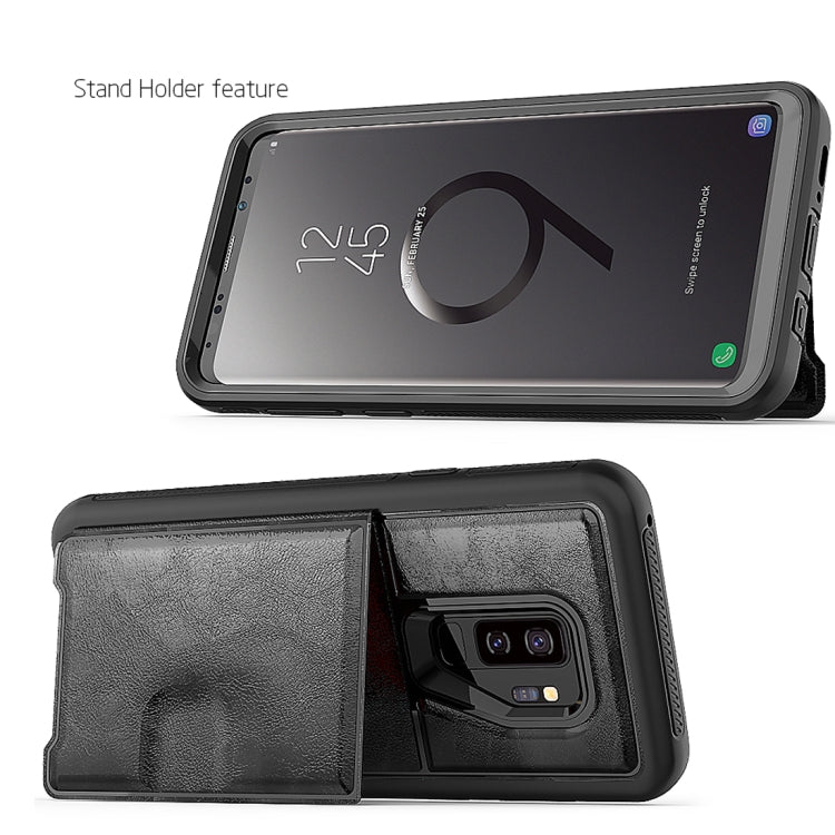 For Samsung Galaxy S9+ Shockproof PC + TPU + PU Leather Protective Case with Holder & Card Slot & Wallet