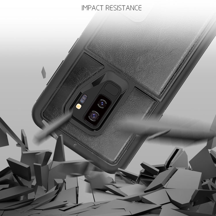 For Samsung Galaxy S9+ Shockproof PC + TPU + PU Leather Protective Case with Holder & Card Slot & Wallet
