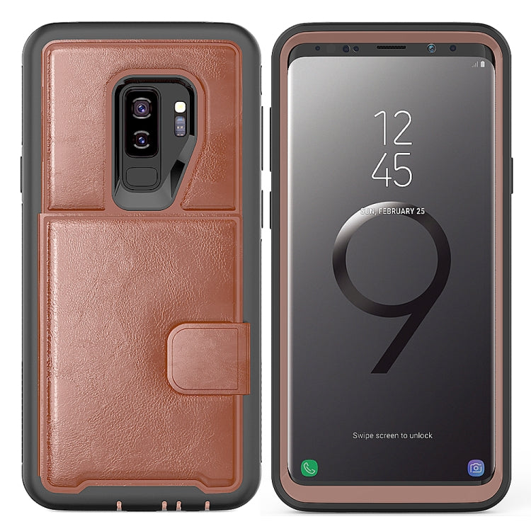 For Samsung Galaxy S9+ Shockproof PC + TPU + PU Leather Protective Case with Holder & Card Slot & Wallet