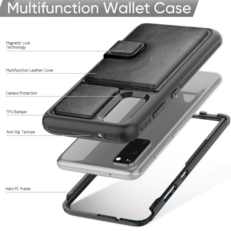 For Samsung Galaxy S20 Shockproof PC + TPU + PU Leather Protective Case with Holder & Card Slot & Wallet