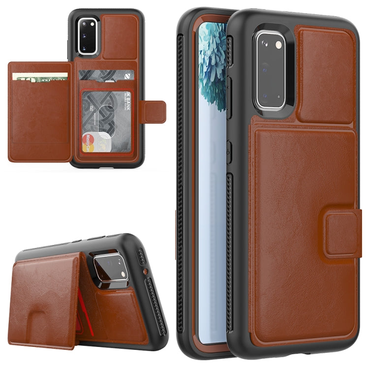 For Samsung Galaxy S20 Shockproof PC + TPU + PU Leather Protective Case with Holder & Card Slot & Wallet