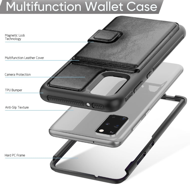 For Samsung Galaxy S20+ Shockproof PC + TPU + PU Leather Protective Case with Holder & Card Slot & Wallet