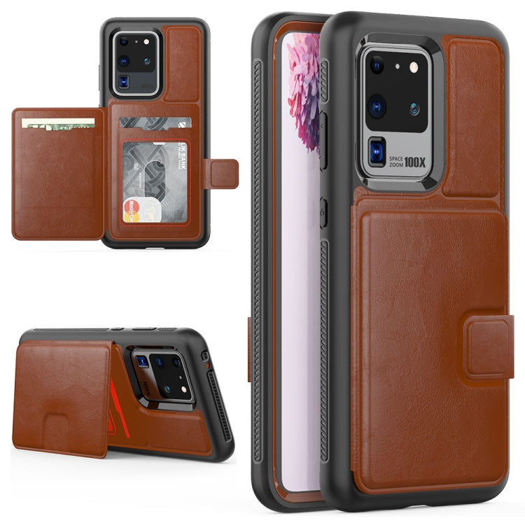 For Samsung Galaxy S20 Ultra Shockproof PC + TPU + PU Leather Protective Case with Holder & Card Slot & Wallet