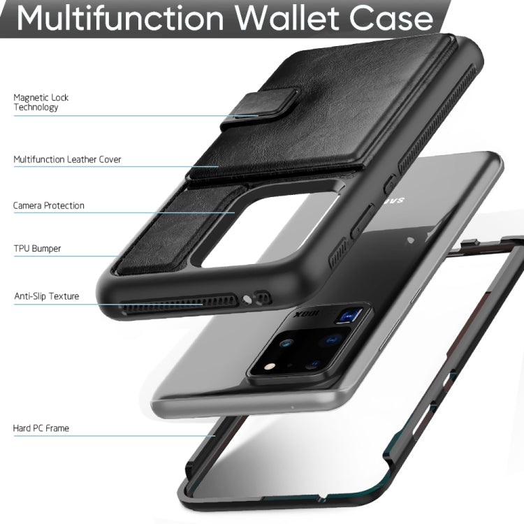 For Samsung Galaxy S20 Ultra Shockproof PC + TPU + PU Leather Protective Case with Holder & Card Slot & Wallet