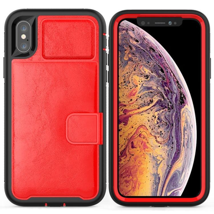 For iPhone XS Max Shockproof PC + TPU + PU Leather Protective Case with Holder & Card Slot & Wallet