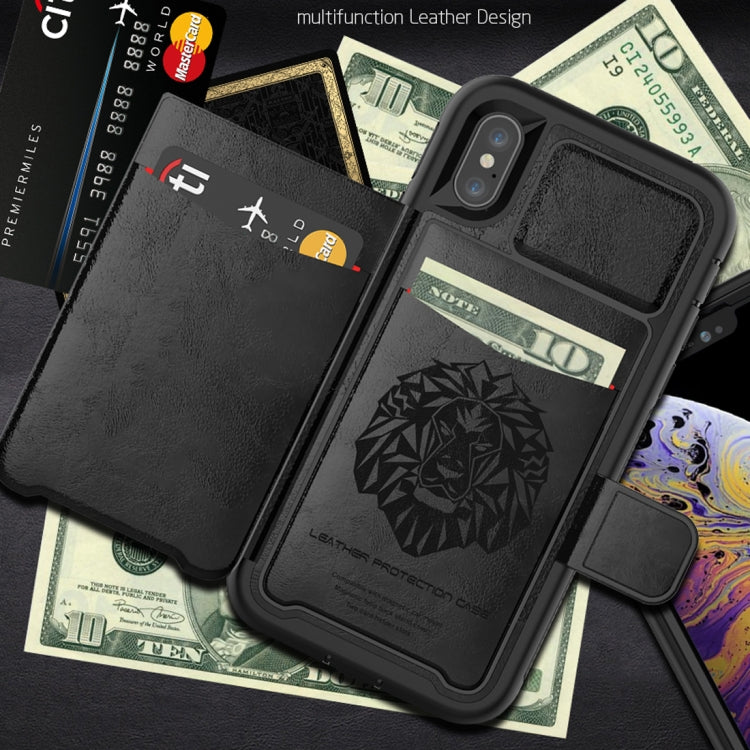 For iPhone XS Max Shockproof PC + TPU + PU Leather Protective Case with Holder & Card Slot & Wallet