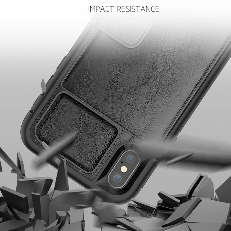 For iPhone XS Max Shockproof PC + TPU + PU Leather Protective Case with Holder & Card Slot & Wallet