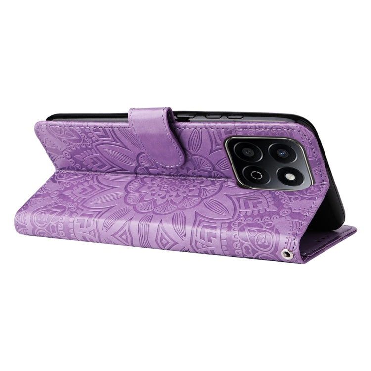 For Honor Play 60 Plus Embossed Sunflower Leather Phone Case