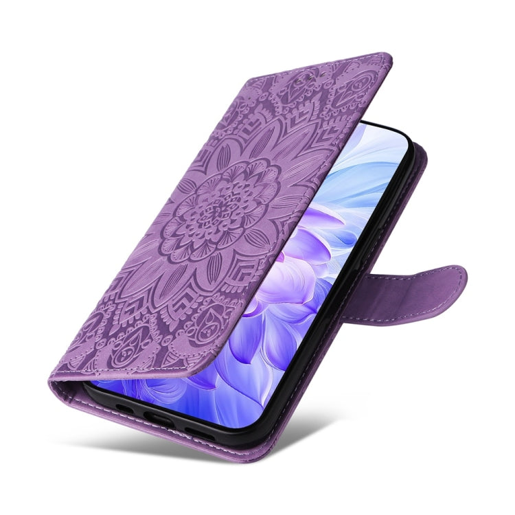 For Honor X60i Embossed Sunflower Leather Phone Case