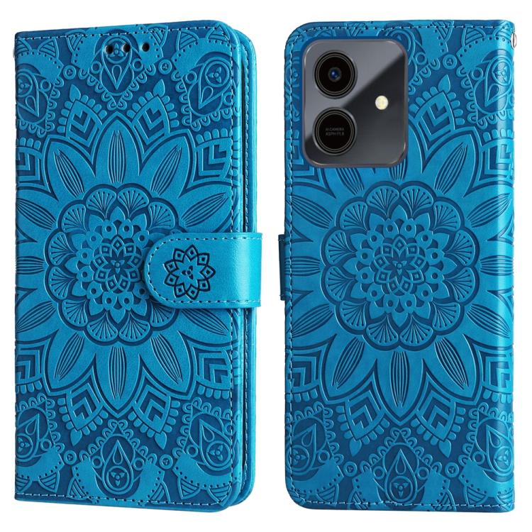 For Honor Play10 4G Embossed Sunflower Leather Phone Case