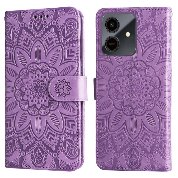 For Honor Play10 4G Embossed Sunflower Leather Phone Case