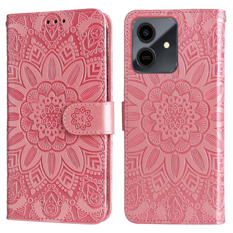 For Honor Play10 4G Embossed Sunflower Leather Phone Case