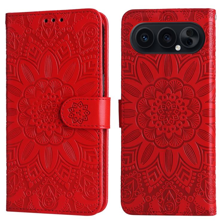 For Honor 500 / 500 Pro Global 155.8mm Embossed Sunflower Leather Phone Case