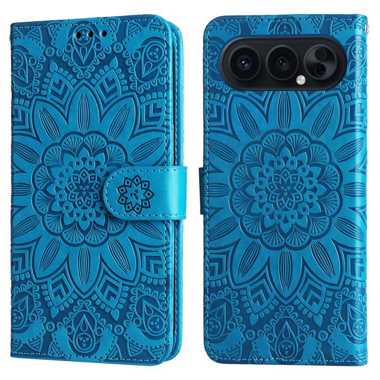 For Honor 500 / 500 Pro Global 155.8mm Embossed Sunflower Leather Phone Case