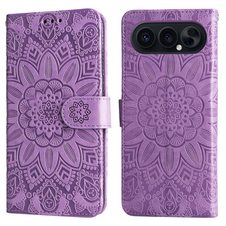 For Honor 500 / 500 Pro Global 155.8mm Embossed Sunflower Leather Phone Case