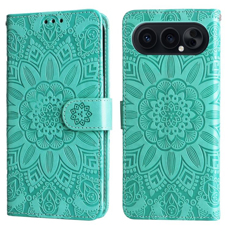 For Honor 500 / 500 Pro Global 155.8mm Embossed Sunflower Leather Phone Case
