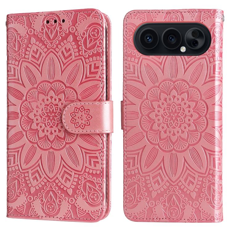 For Honor 500 / 500 Pro Global 155.8mm Embossed Sunflower Leather Phone Case