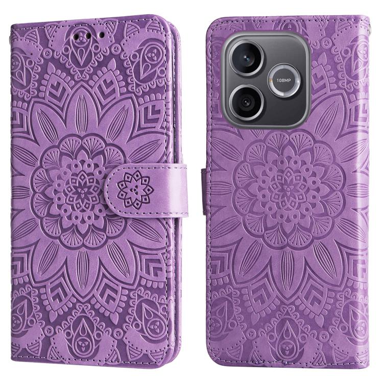 For Honor 600 Lite Global Embossed Sunflower Leather Phone Case
