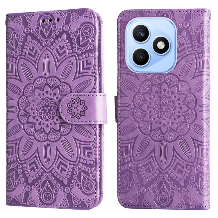For Honor X8d 4G Embossed Sunflower Leather Phone Case