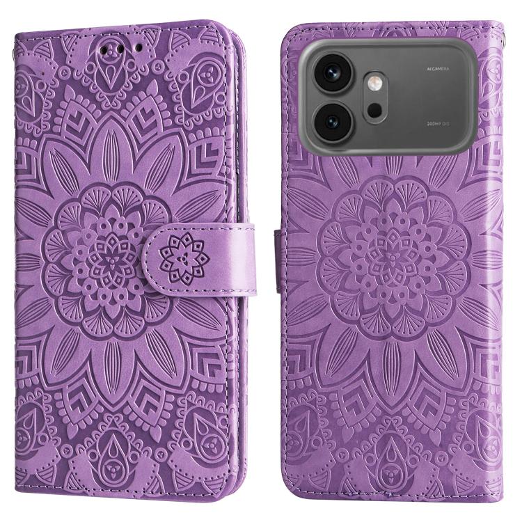 For Honor 600 Global / 600 Pro Global Embossed Sunflower Leather Phone Case