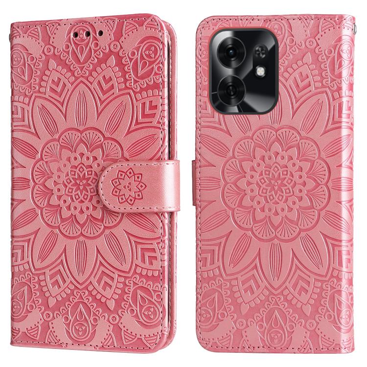 For Honor X6d 5G / Play 60A 5G Embossed Sunflower Leather Phone Case