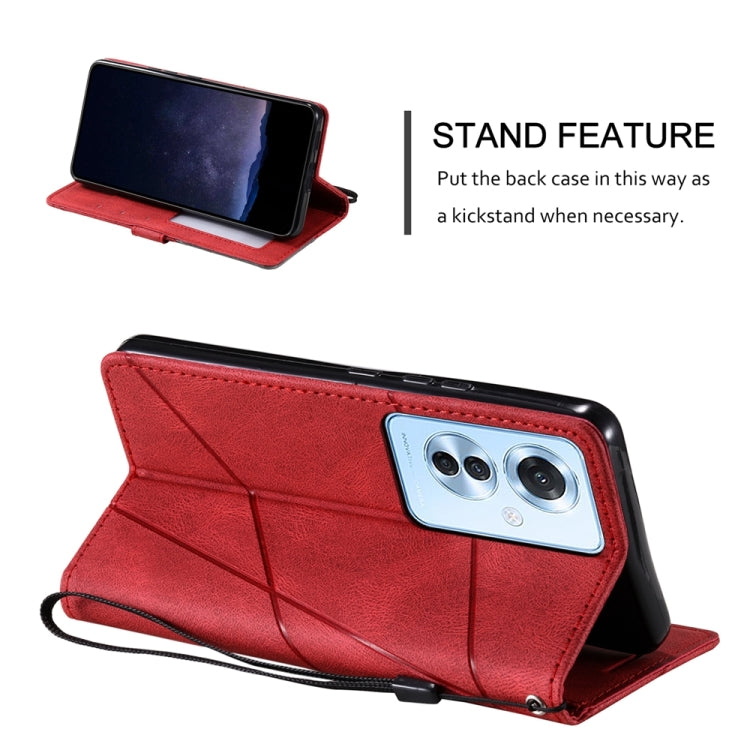 For OPPO Reno11 F Skin Feel Splicing Leather Phone Case