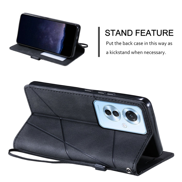 For OPPO Reno11 F Skin Feel Splicing Leather Phone Case