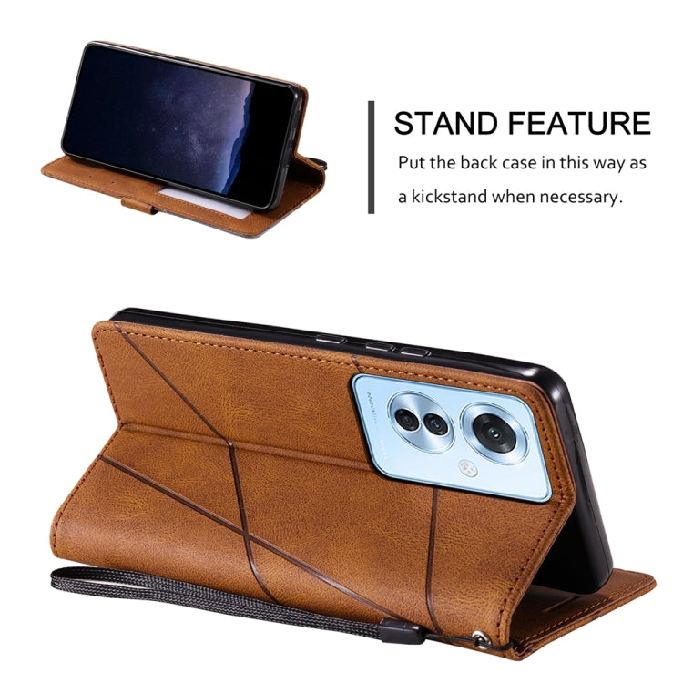 For OPPO Reno11 F Skin Feel Splicing Leather Phone Case