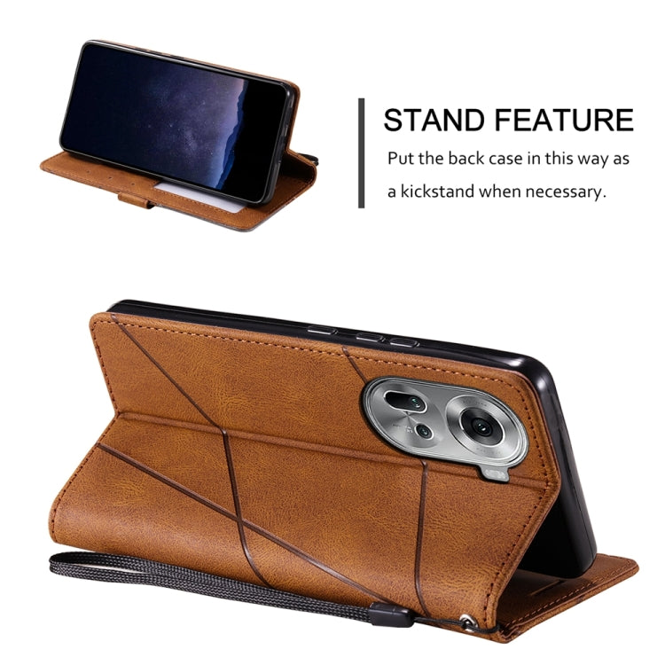 For OPPO Reno11 Pro Global Skin Feel Splicing Leather Phone Case