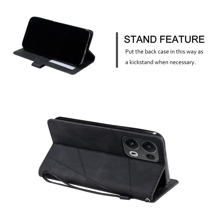 For OPPO Reno13 Pro 5G Skin Feel Splicing Leather Phone Case