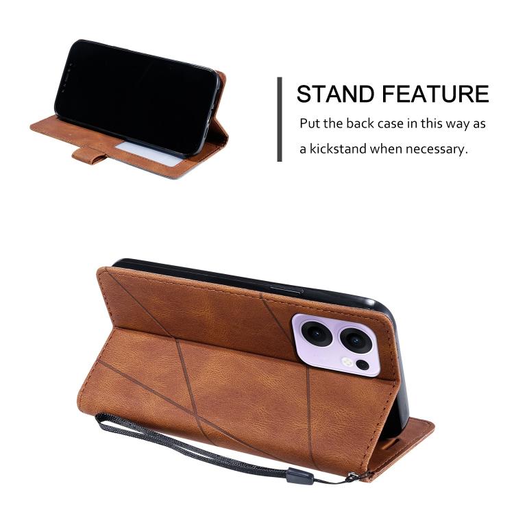 For OPPO Reno13 F 5G Global/ 4G India Skin Feel Splicing Leather Phone Case