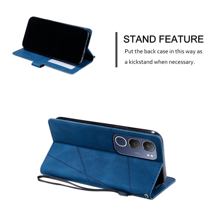 For vivo Y19s Skin Feel Splicing Leather Phone Case